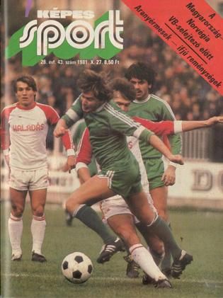 Szokatlan a szemnek: zöldben a Ferencváros, 
fehér-pirosban a Haladás (Képes Sport, 1981)