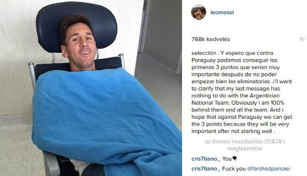 Messi üzenetben cáfolta, hogy a válogatottnak szólt az előző fotója (Fotó: Instagram)