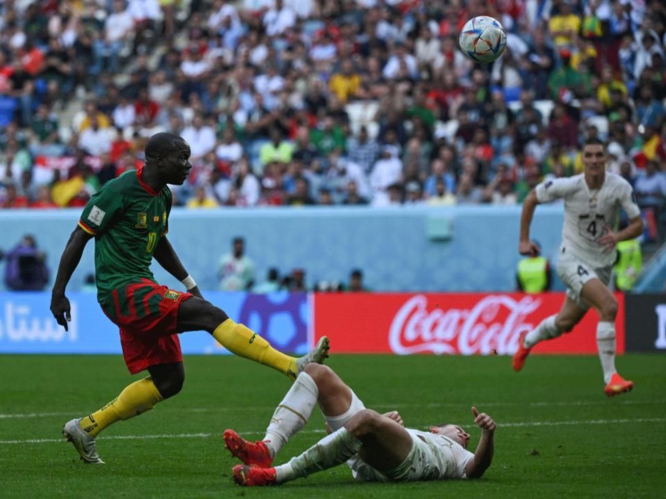 Aboubakar emelése a második kameruni gólnál (Fotó: AFP)