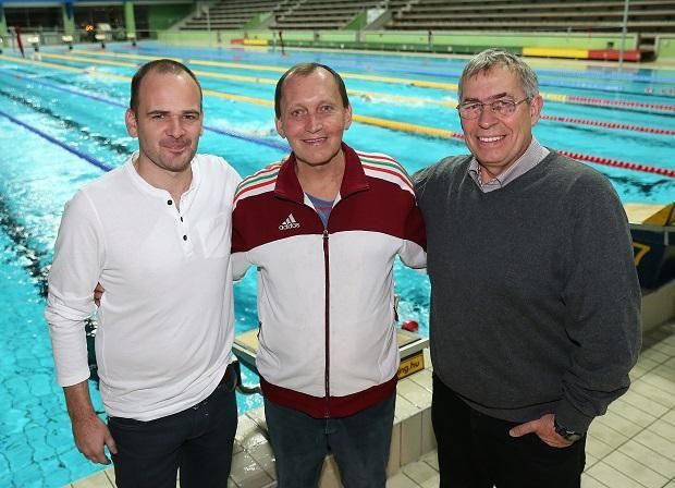 The inimitable coaching trio: from left Balázs Virth, Sándor Széles and Ferenc Kovácshegyi (Photo: Nemzeti Sport)