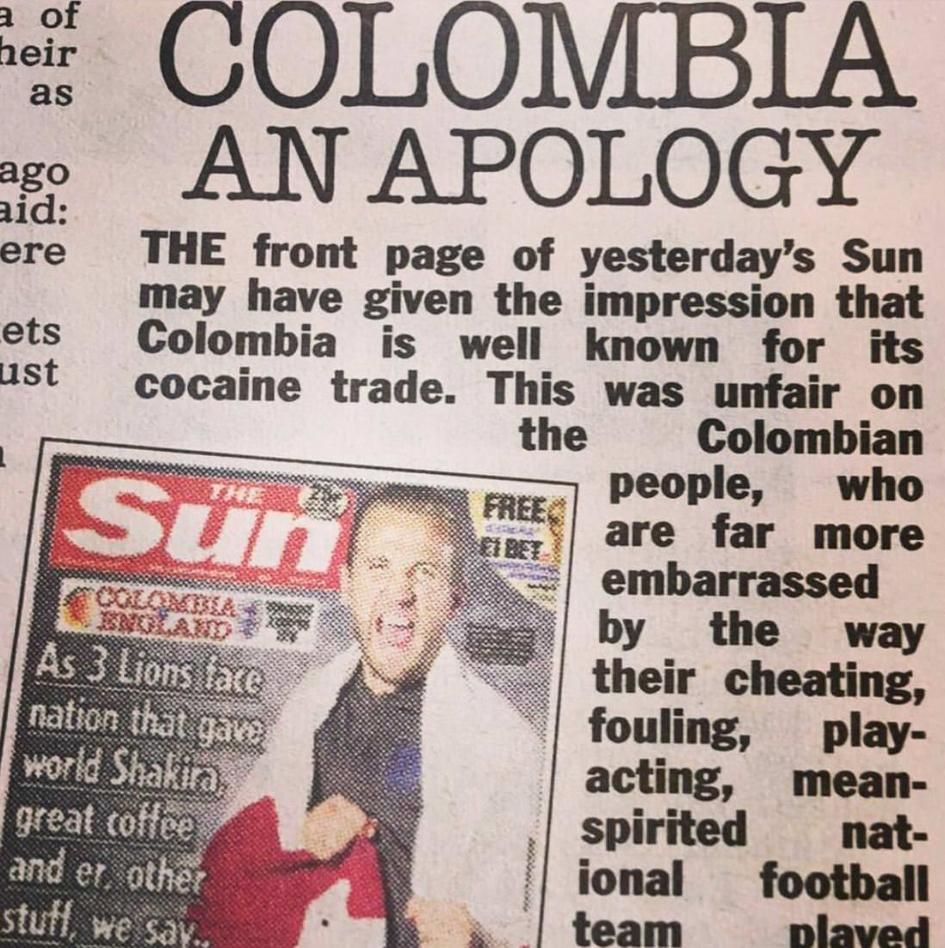 Kolumbia: bocsánatkérés!