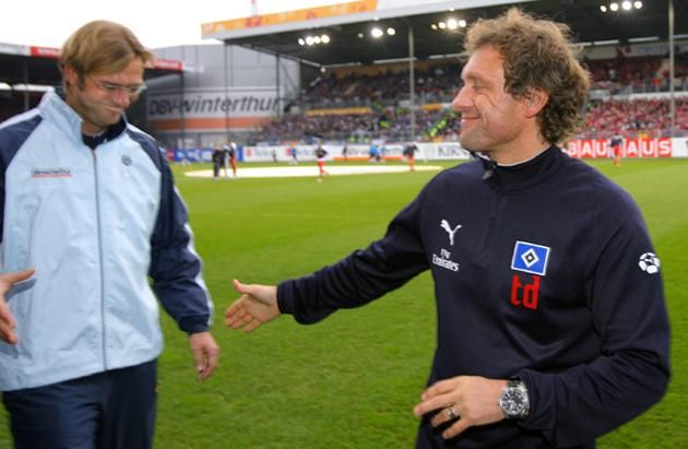 Egy kép 2006 novemberéből: Klopp (balra) még a Mainz, Doll a HSV edzőjeként (Fotó: AFP/dpa)