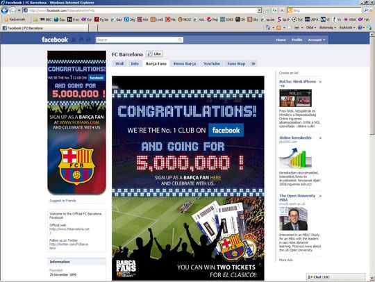 A Barcelona közel jár az ötmillió rajongóhoz a közösségi portálon