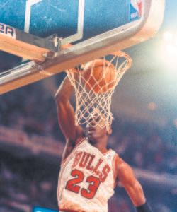 Michael Jordan 1991-ben, 1992-ben
 és 1993-ban is bajnok lett a Bulsszal,
 s mindhárom 
döntőben ő lett az MVP (Fotó: Imago Images)