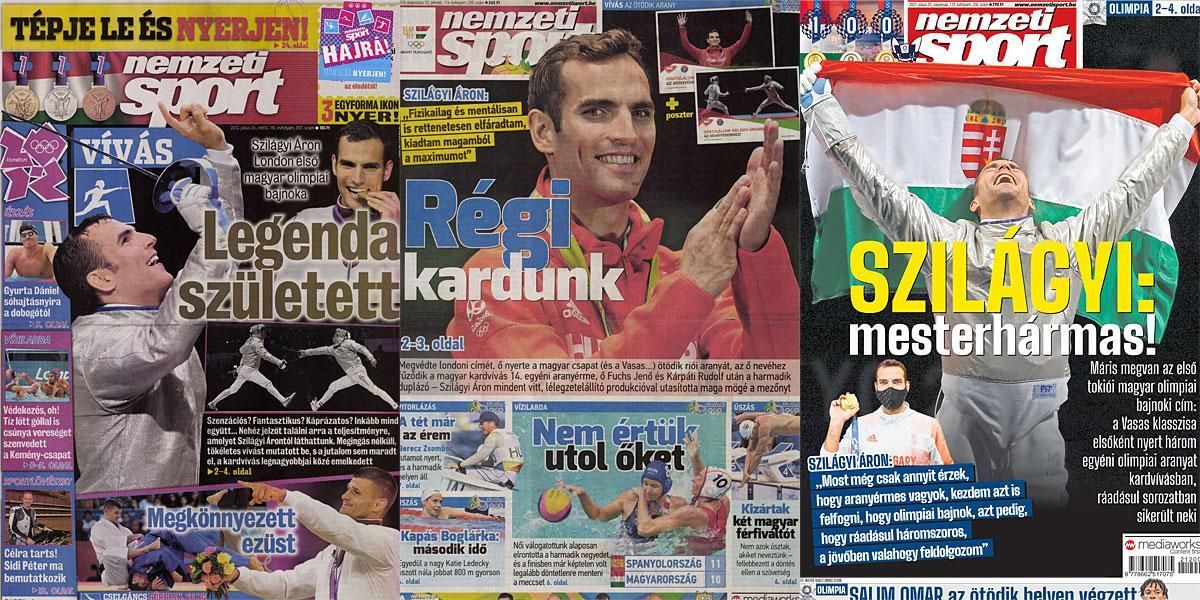 2012, 2016, 2021 – this is how Nemzeti Sport welcomed Áron Szilágyi’s Olympic titles on its cover page