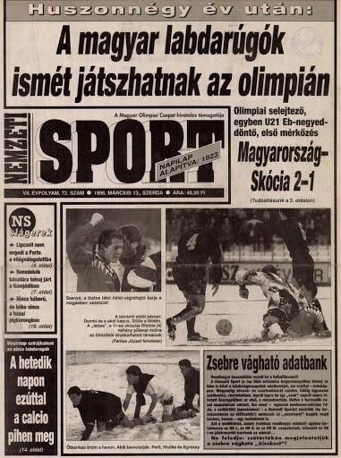 A Nemzeti Sport címlapján az atlantai olimpiára való kijutást érő győzelem