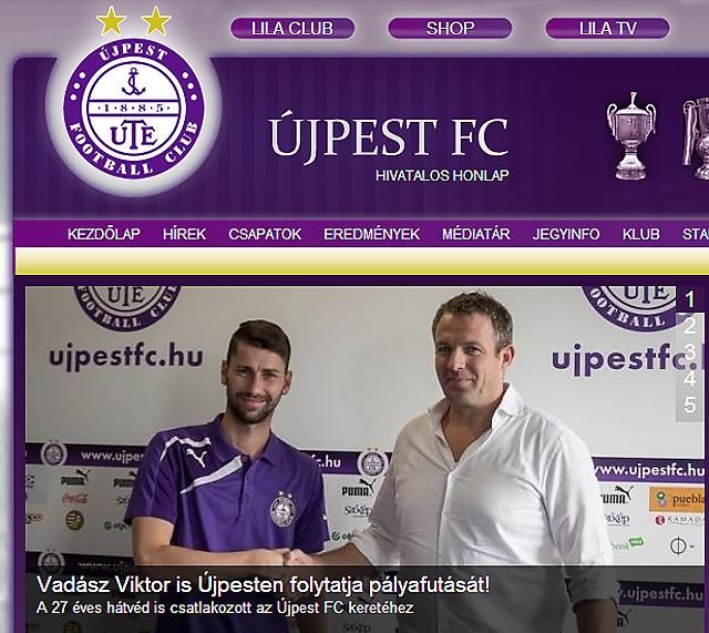 Vadász Viktor szerződtetését hivatalos honlapján jelentette be az Újpest (Fotó: ujpestfc.hu)