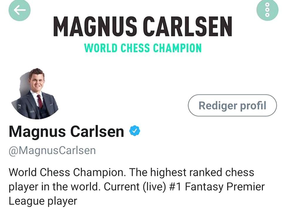 Carlsen Twitter profilja az előzés után (Fotó: Twitter.com)