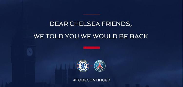 „Kedves Chelsea! Mondtuk, hogy visszatérünk még!” – reagált a PSG hivatalos Twitter-oldala a sorsolás kimenetére.