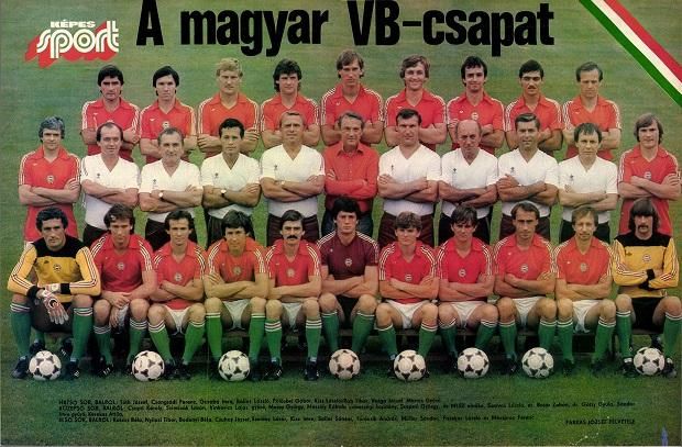 A Képes Sport poszterén az 1982-es spanyolországi vb-re utazó magyar keret