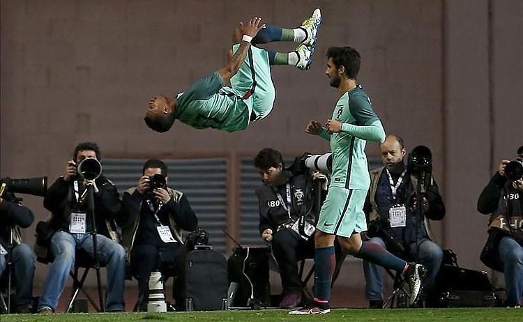 A portugál Nani gólöröme a belgák ellen (Fotó: Reuters)