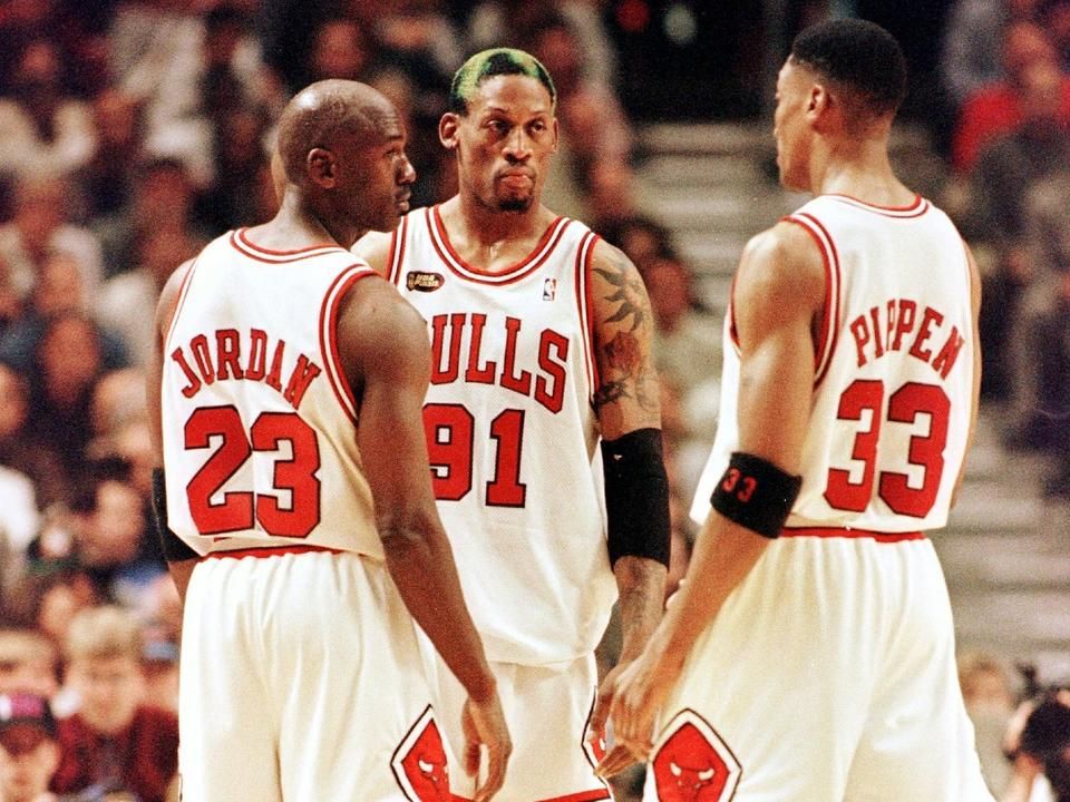 Michael Jordan, Dennis Rodman és Scottie Pippen, a nagy hármas (Fotó: AFP)