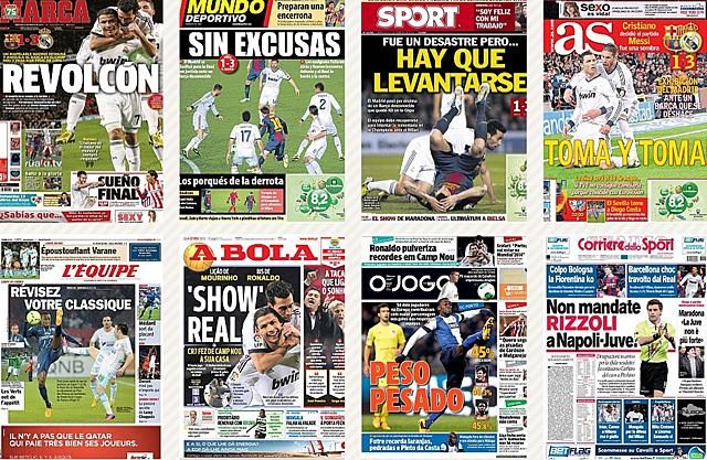 Napilapok címlapja az el Clásicóról (Fotó: marca.com)