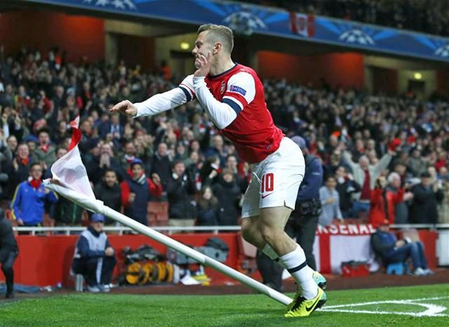Wilshere volt két góljával a mezőny legjobbja az Arsenal–OM meccsen (Fotó: Reuters)