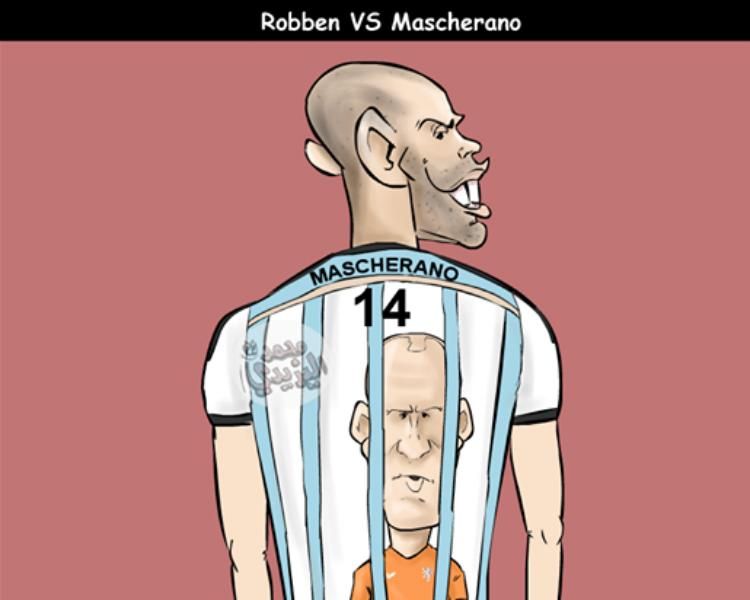Mascherano bezárta Robbent (Fotó: Twitter)