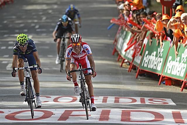 Itt még Joaquim Rodríguez volt előrébb, de végül Alejandro Valverde (balra) örülhetett (Fotó: Reuters)