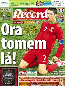 Cristiano Ronaldo a Record címlapján