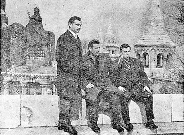 Mihail Meszhi, Lev Jasin és Eduard Dubinszkij (balról jobbra) a Halászbástyán