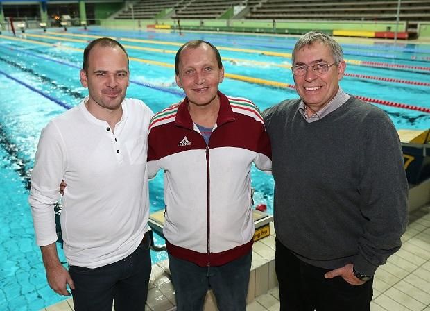 Az utánozhatatlan edzőtrió: balról Virth Balázs, Széles Sándor és Kovácshegyi Ferenc (Fotó: Nemzeti Sport)