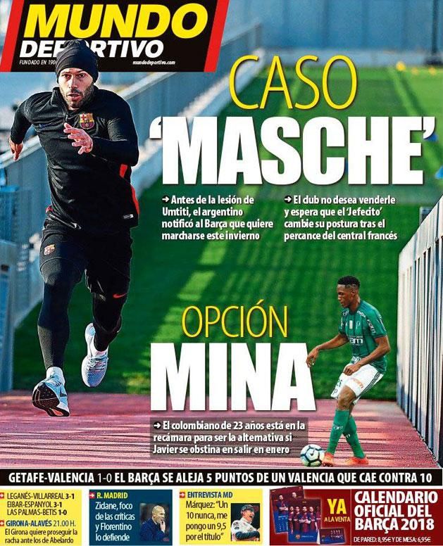 A Mundo Deportivo hétfői címlapja