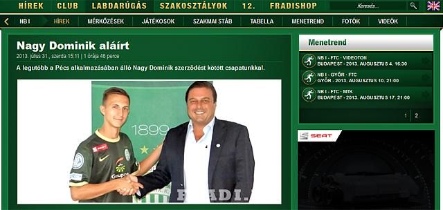 Nagy Dominik aláírt a Ferencvároshoz (Fotó: fradi.hu)