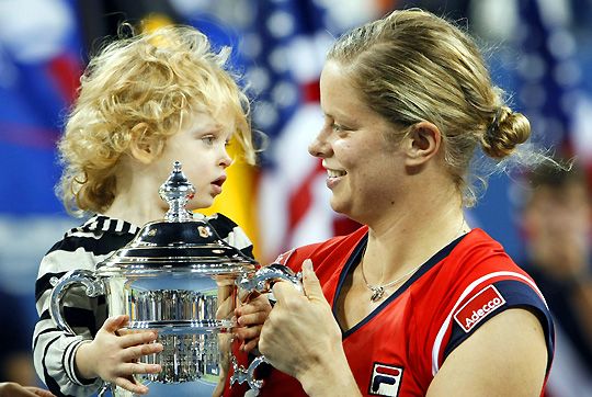 Clijsters gyermekével a döntő után