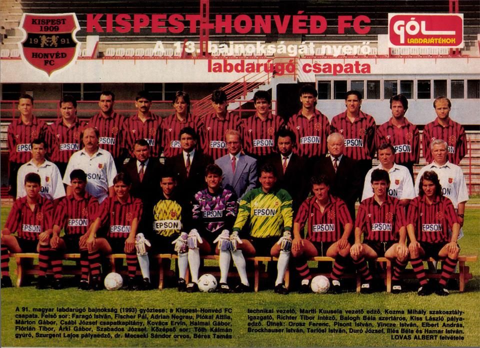 A Kispest-Honvéd FC 1992–93-as bajnokcsapata (Fotó: Lovas Albert)
