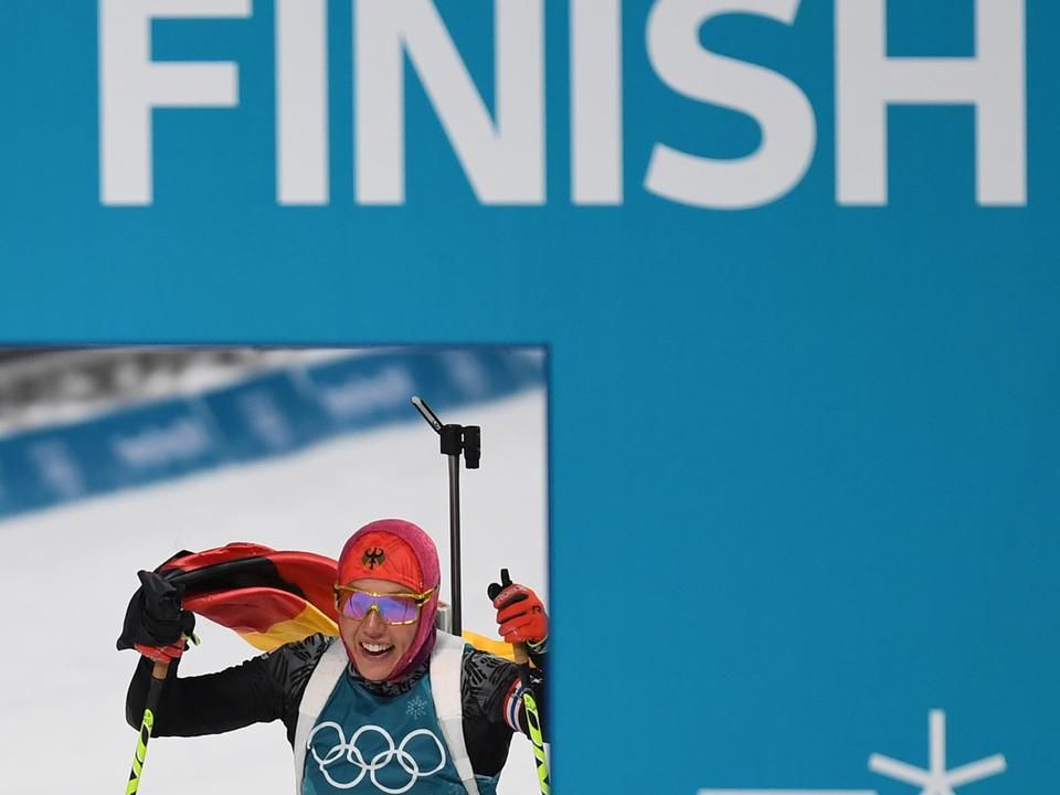 Laura Dahlmeier az első, aki Pjongcsangban két aranyérmet szerzett (Fotó: AFP)