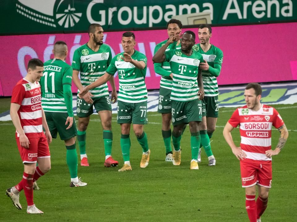 Franck Boli gólját ünneplik a ferencvárosi játékosok (Fotó: Árvai Károly)