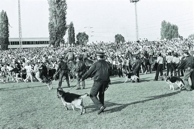 Az 1994-es MK-döntőn kardlapozó lovas rendőrök hajtották le a pályáról a fradistákat
