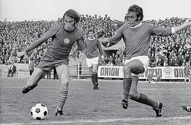 1968. december 1-jén Müller Sándor három perc után bevette a ferencvárosiak kapuját (Fotó: Nemzeti Sport)