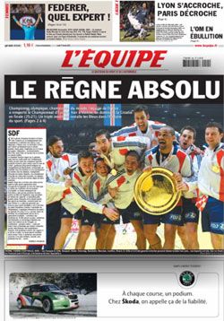 A L'Equipe hétfői számának címoldalát adta az Eb-győzteseknek 