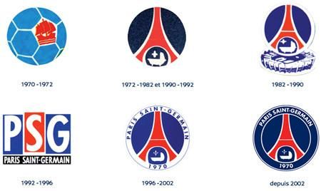 A PSG eddigi logói (képek: psg.fr)