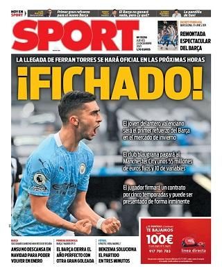 A barcelonai Sport a csütörtöki címlapján már tényként számolt be Torres szerződtetéséről