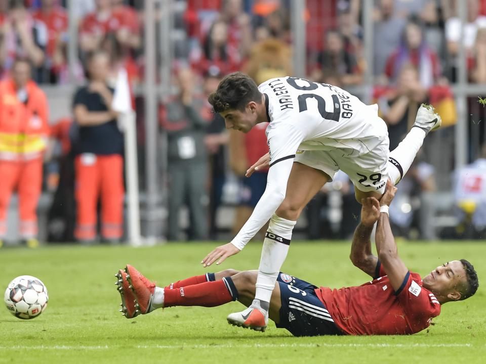 Havertz és Thiago – tavasszal még a három pontért, nyártól a csapatba kerülésért küzdhetnek egymással (Fotó: AFP)