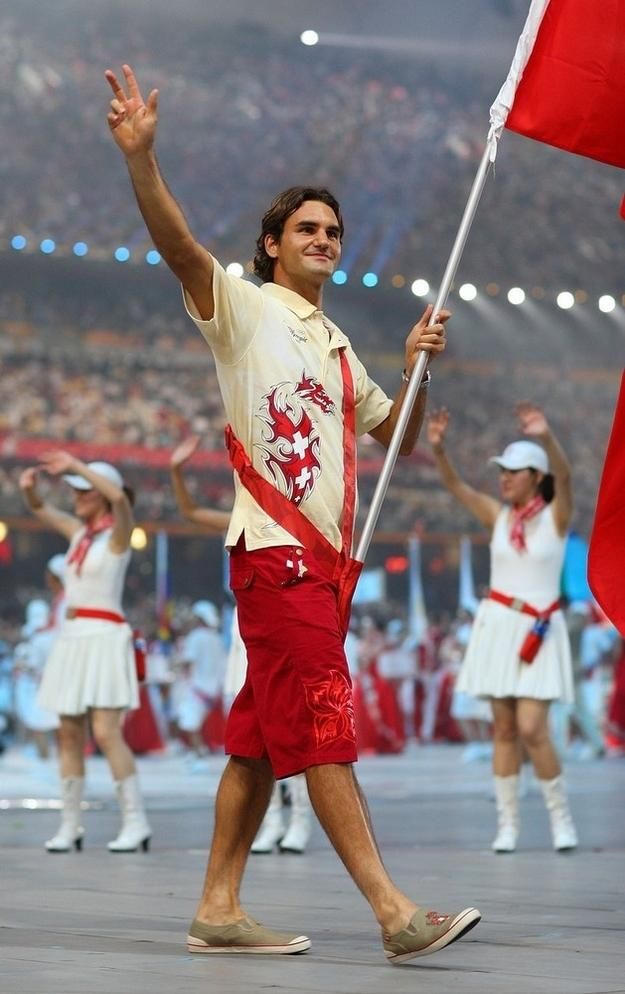 10. A svájciak és Roger Federer fürdőnadrágban – 2008, Peking (Fotó: buzzfeed.com)