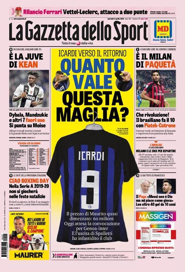 „Mennyit ér ez a mez?” – teszi fel a kérdést keddi címlapján a La Gazzetta dello Sport