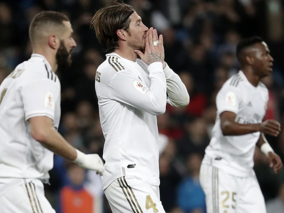 Ramos és a Real Madrid megszenvedett a Real Sociedad ellen – végül a madridiak ki is estek (Fotó: AFP)