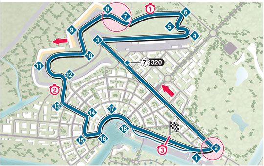 A futamon a DRS-zóna a 2-es és a 3-as kanyar között lesz