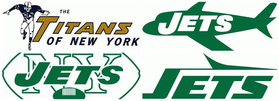 A New York Titans és Jets emblémái: 1960, 1963, 1964 és 1978–1997