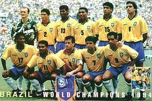1994: Taffarel, Jorginho, Aldair, M. Silva, M. Santos, Branco; Mazinho, Romário, Dunga, Bebeto, Zinho.