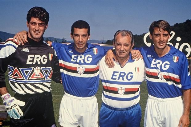 1987: Gianluca Pagliuca, Gianluca Vialli, Vujadin Boskov és Roberto Mancini a Sampdoria pillérei