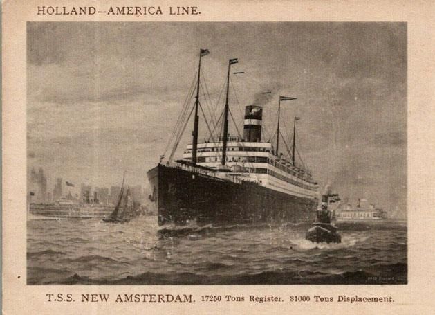 A dédapa, Nathan Spitz az Amsterdam óceánjáró gőzössel kelt útra Amerikába