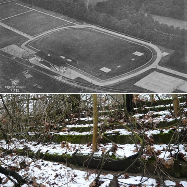 A Lichtenberger Stadion 1912-ben, és ami maradt belőle (Forrás: Wikipedia)