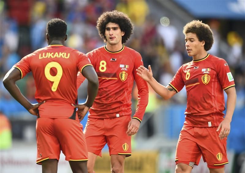 Fellaini és Witsel beszélget Lukakuval még a 2014-es vb egyik meccsén (Fotó: Action Images)