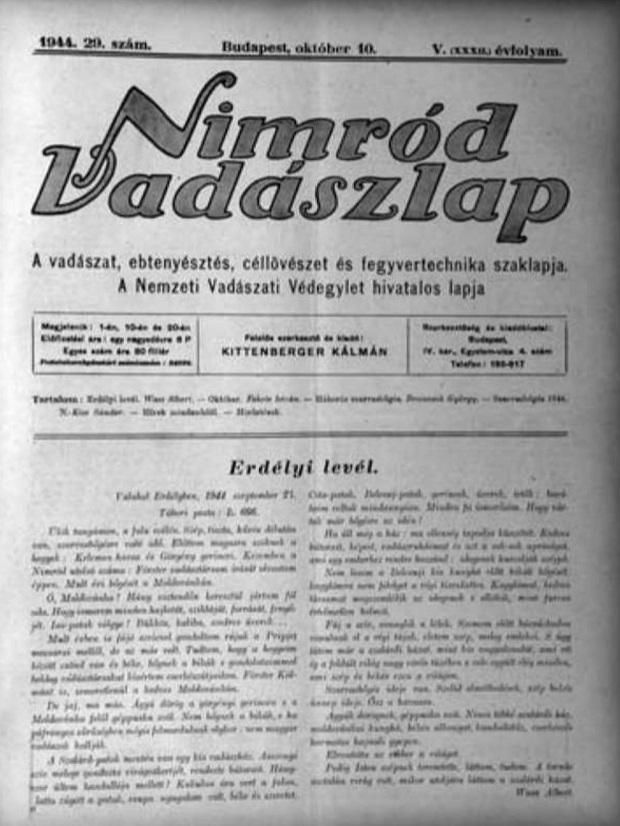 Láng Rudolf Rezső, írói álnevén Sólyom 1914-ben publikált először a Nimródban