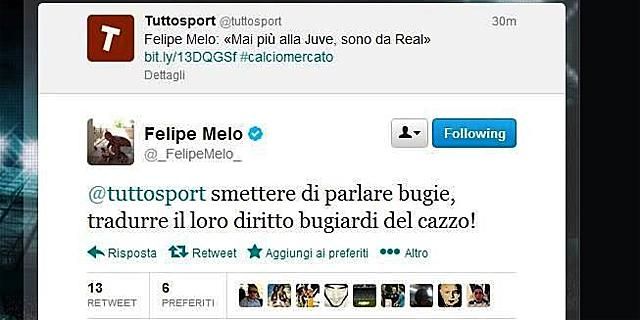 Eddig és ne tovább – üzent Felipe Melo ékes olasz nyelven a Tuttosportnak