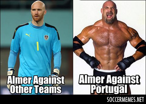 Almer a többi csapat ellen, illetve Portugália ellen (Fotó: soccermemes.net)