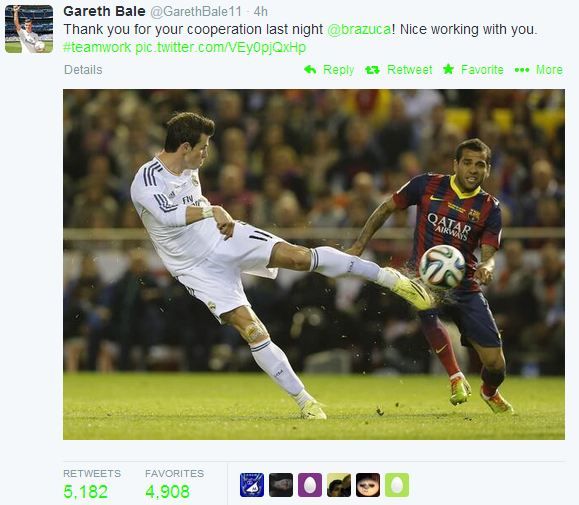 Bale és a brazuca csevegése (Fotó: Twitter)