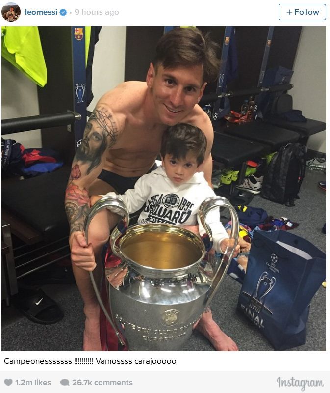 Messi most nem rejtegette a tetoválásait, ledobott mindent (Fotó: Instagram)